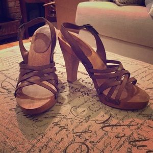 Mia Wooden Slingback Platform Heels Size 8